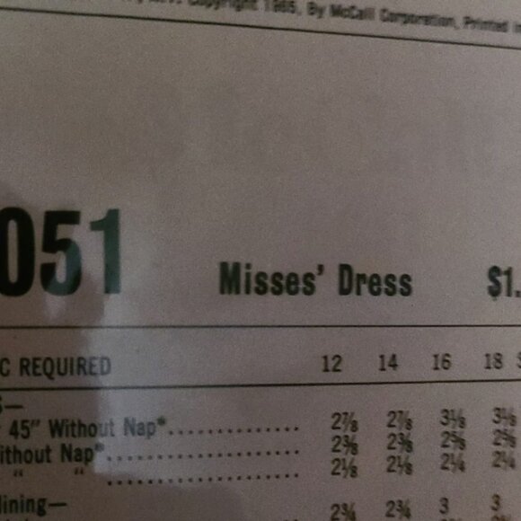 Vintage McCall's 8051 Misses Sheath Dresses Size 12 (Dated 1965) - Picture 4 of 4